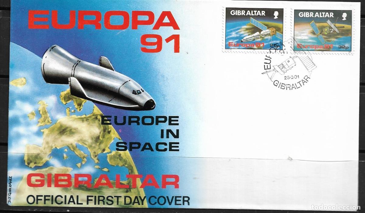 Sellos: GIBRALTAR 1991, SOBRE PRIMER D&Iacute;A EUROPA CEPT - FDC.