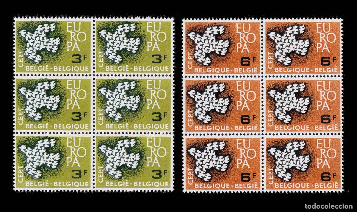 Sellos: BELGIQUE. CEPT - EUROP 1961. Blq6. MNH + GIFT