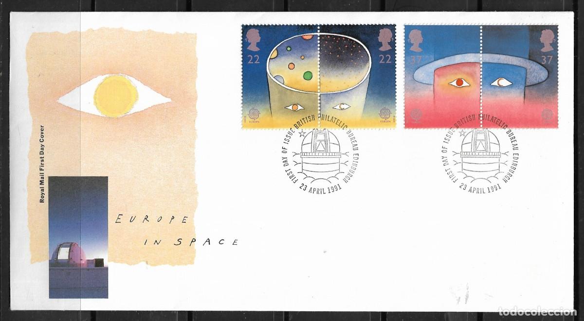 Sellos: GRAN BRETA&Ntilde;A 1991, SOBRE PRIMER D&Iacute;A EUROPA CEPT - FDC.