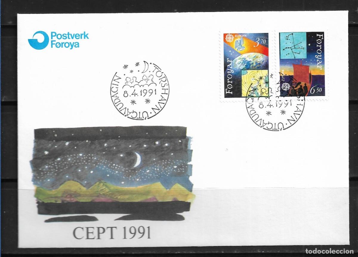 Sellos: FEROE 1991, SOBRE PRIMER D&Iacute;A EUROPA CEPT - FDC.