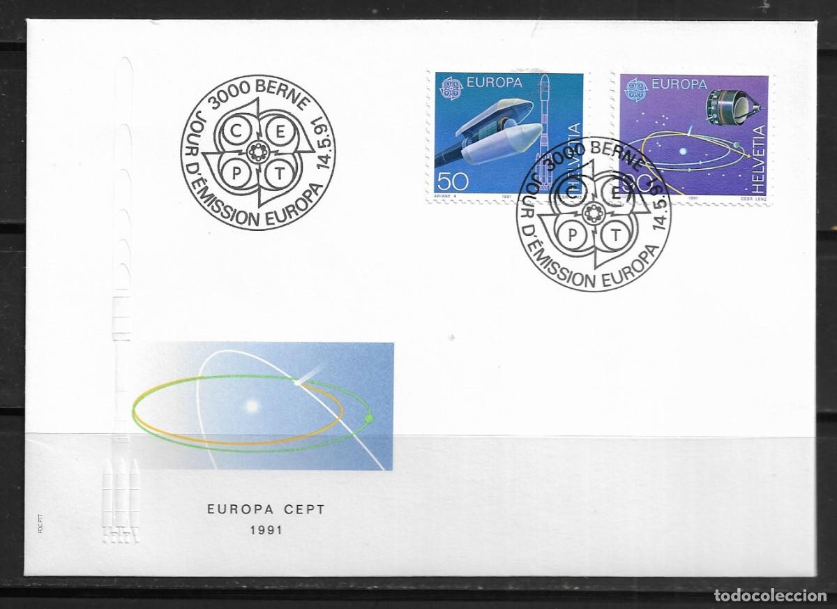 Sellos: SUIZA 1991, SOBRE PRIMER D&Iacute;A EUROPA CEPT - FDC.
