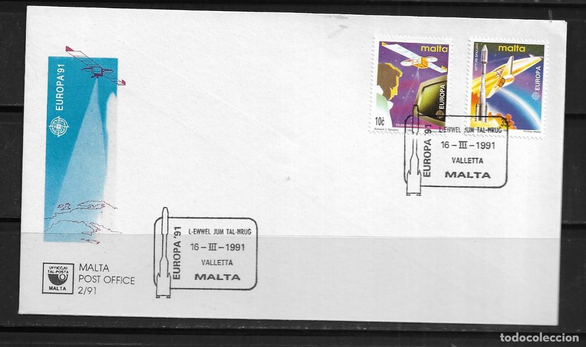 Sellos: MALTA 1991, SOBRE PRIMER D&Iacute;A EUROPA CEPT - FDC.