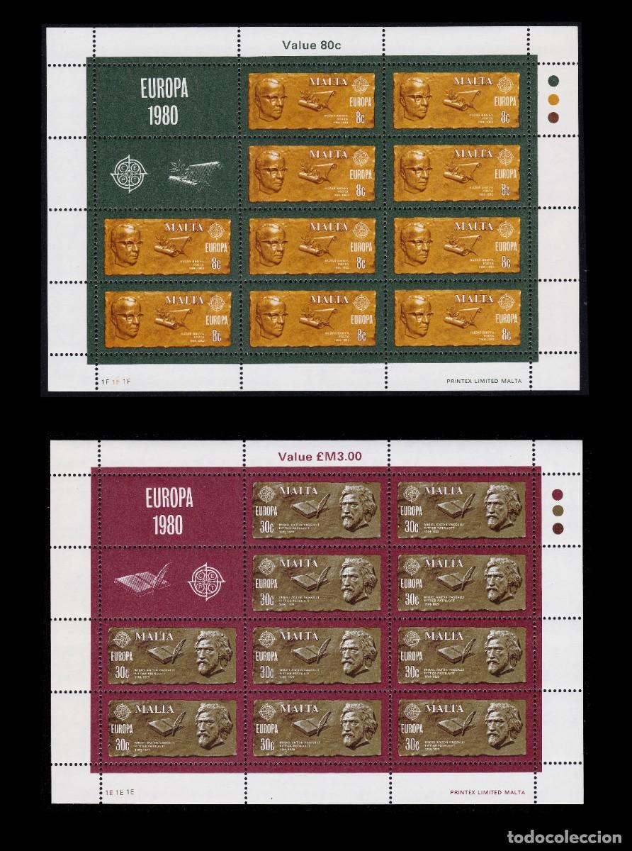 Sellos: MALTA CEPT - EUROPA 1980. Sheetlet. MNH + GIFT