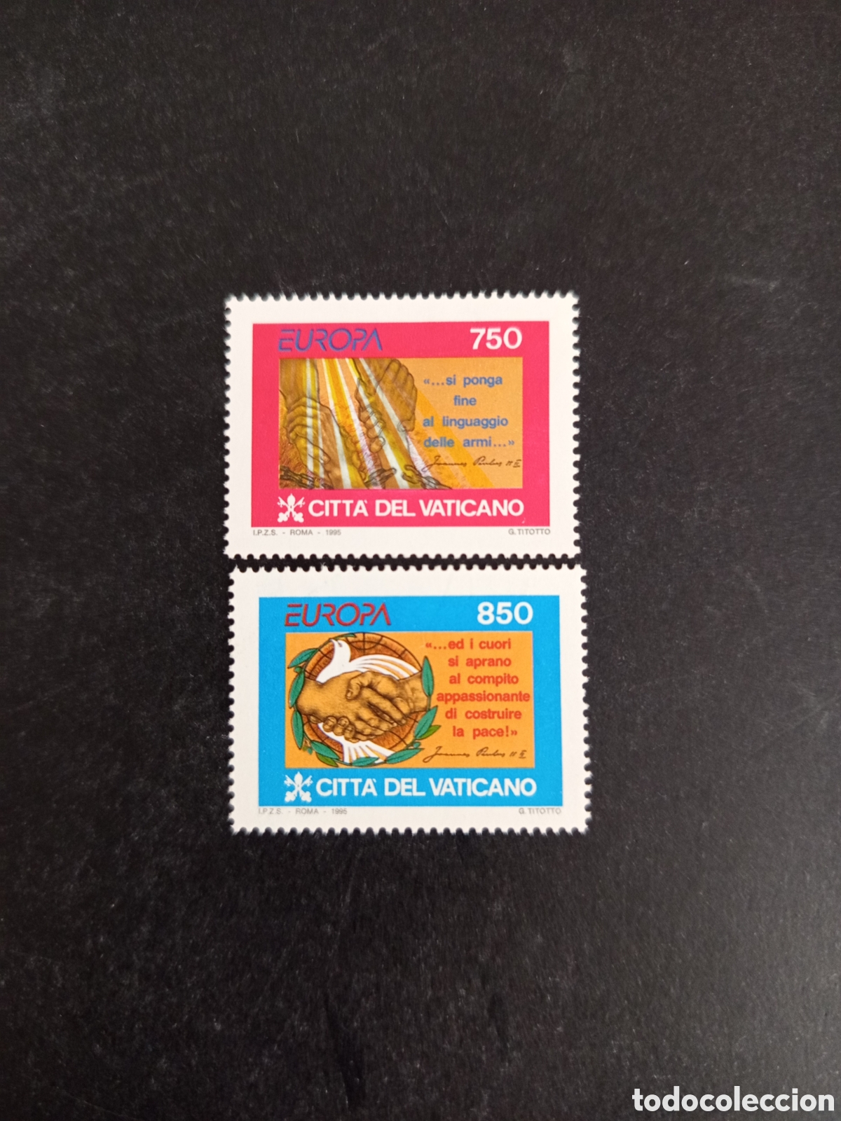 Sellos: Vaticano,1995. Europa. Paz y Libertad . Yv. 998/9. Completa en nuevo. Pedido m&iacute;nimo 3 &euro;. Ver fotos.