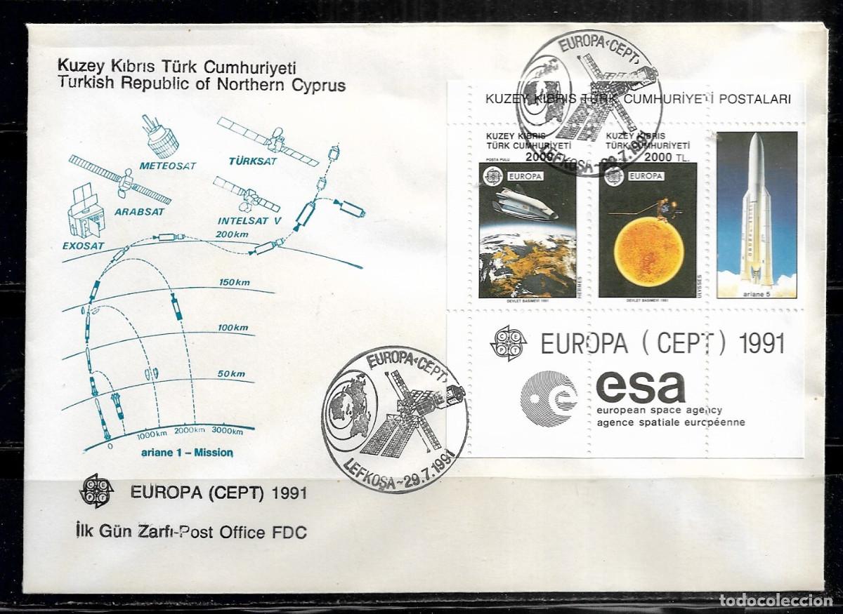 Sellos: CHIPRE TURCO 1991, SOBRE PRIMER D&Iacute;A EUROPA CEPT - FDC.