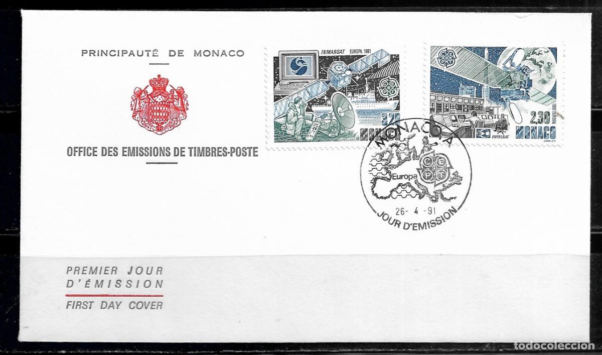 Sellos: MONACO 1991, SOBRE PRIMER D&Iacute;A EUROPA CEPT - FDC.