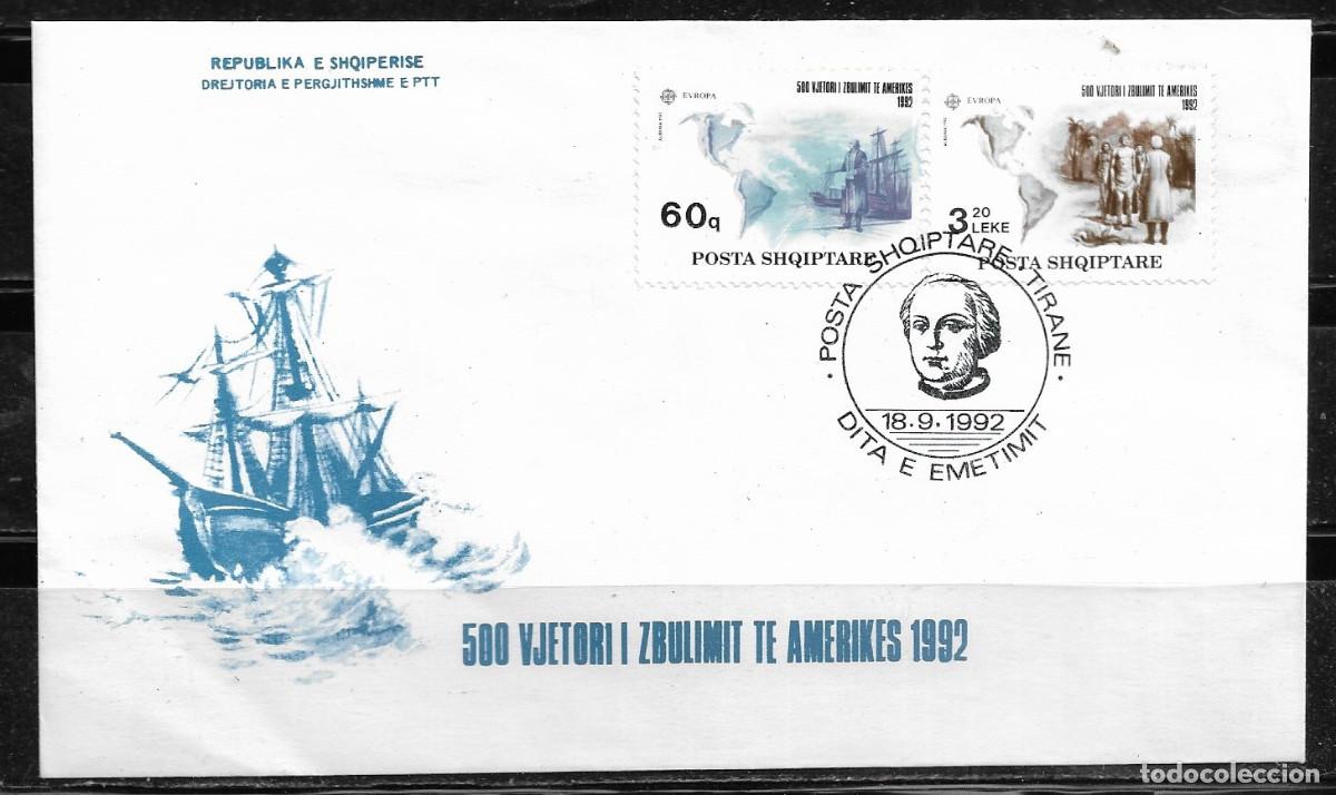 Sellos: ALBANIA 1992, SOBRE PRIMER D&Iacute;A EUROPA CEPT - FDC.