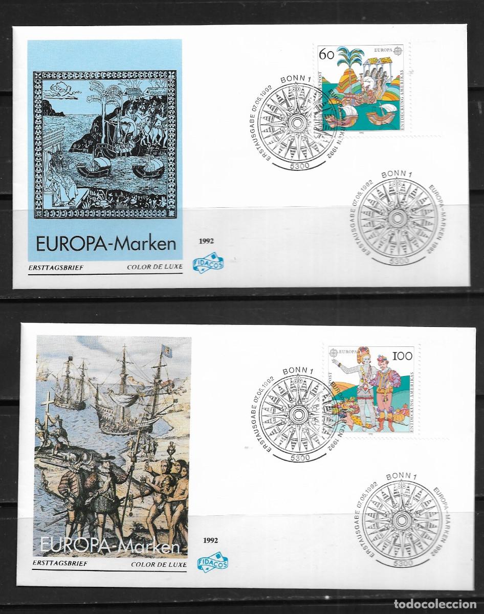 Sellos: ALEMANIA 1992, SOBRES PRIMER D&Iacute;A EUROPA CEPT - PROCEDENTE DE LA HOJA BLOQUE - FDC.