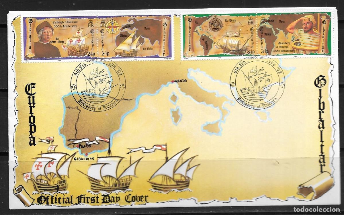 Sellos: GIBRALTAR 1992, SOBRE PRIMER D&Iacute;A EUROPA CEPT - FDC.