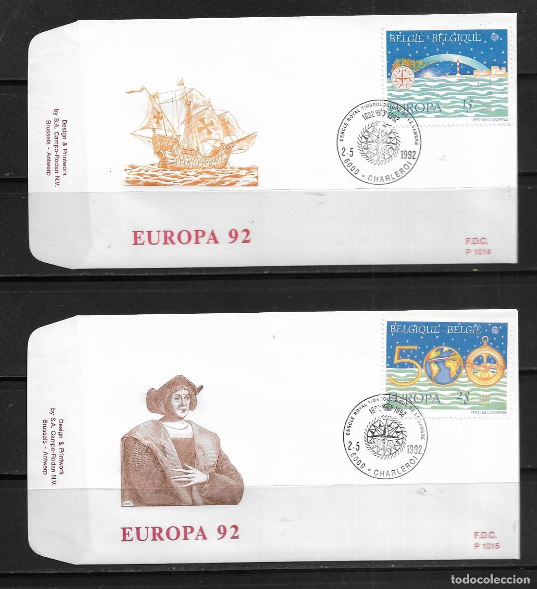 Sellos: B&Eacute;LGICA 1992, SOBRES PRIMER D&Iacute;A EUROPA CEPT - FDC.