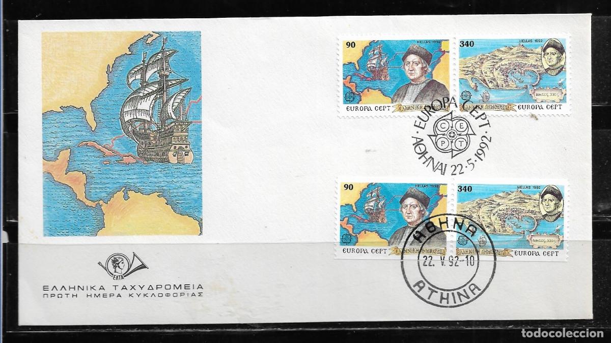 Sellos: GRECIA 1992, SOBRE PRIMER D&Iacute;A EUROPA CEPT - FDC.