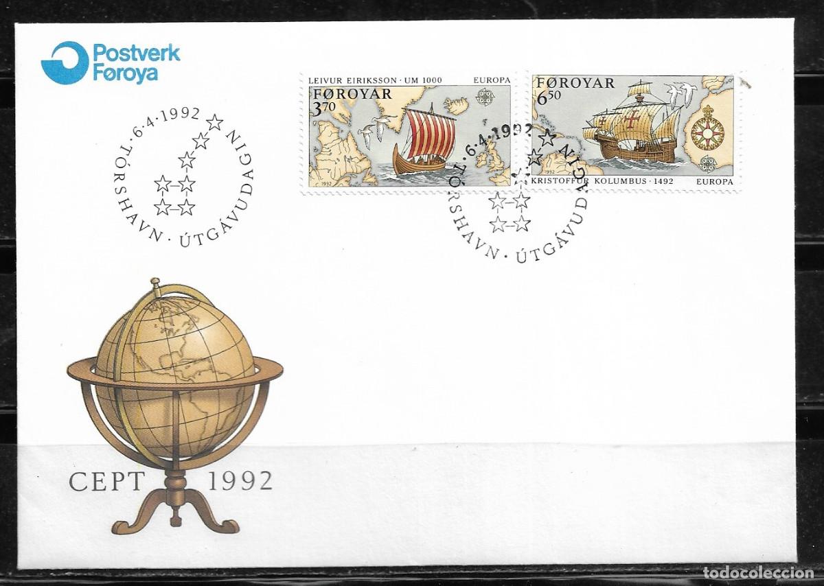 Sellos: FEROE 1992, SOBRE PRIMER D&Iacute;A EUROPA CEPT - FDC.
