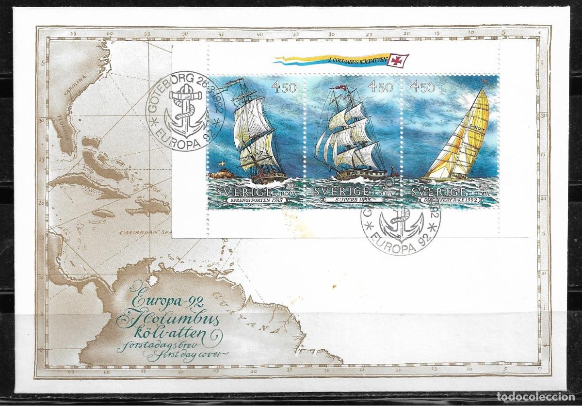 Sellos: SUECIA 1992, SOBRE PRIMER D&Iacute;A EUROPA CEPT - FDC.