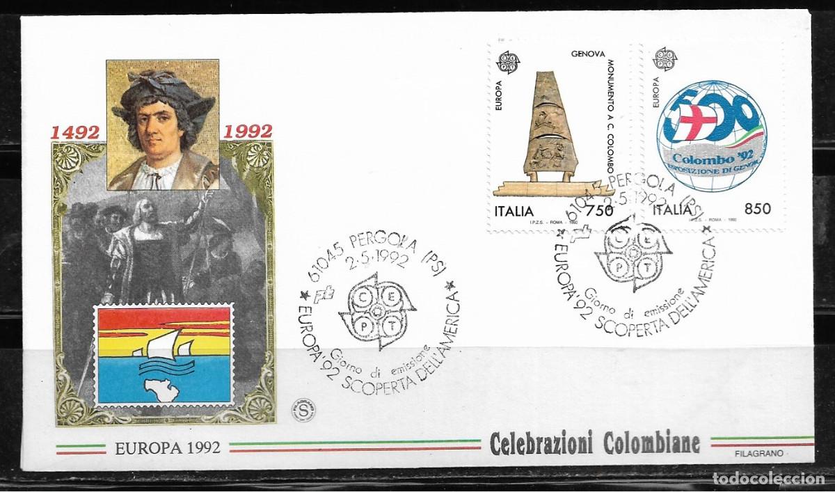 Sellos: ITALIA 1992, SOBRE PRIMER D&Iacute;A EUROPA CEPT - FDC.