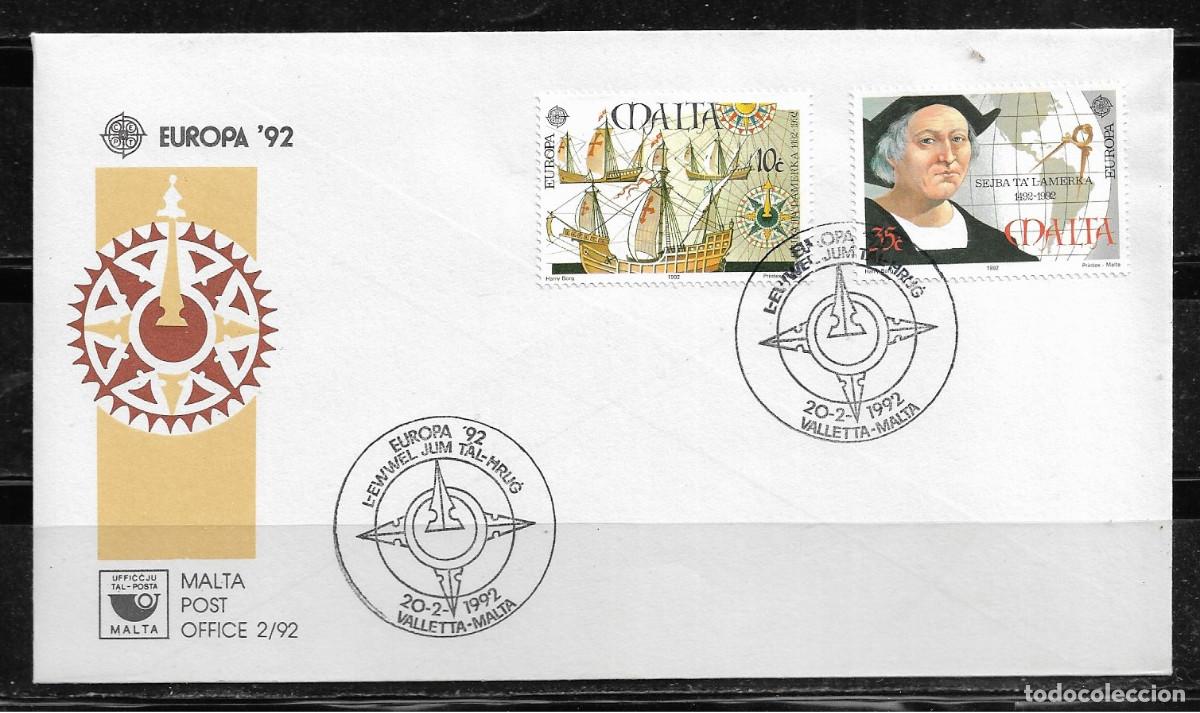 Sellos: MALTA 1992, SOBRE PRIMER D&Iacute;A EUROPA CEPT - FDC.