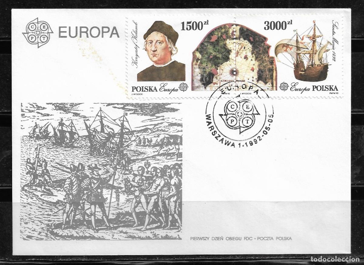 Sellos: POLONIA 1992, SOBRE PRIMER D&Iacute;A EUROPA CEPT - FDC.