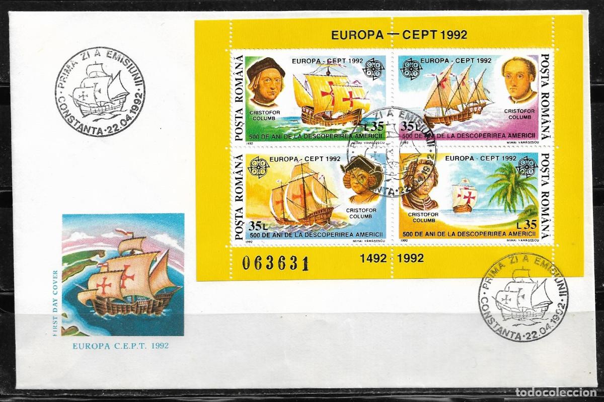 Sellos: RUMANIA 1992, SOBRE PRIMER D&Iacute;A EUROPA CEPT - FDC.