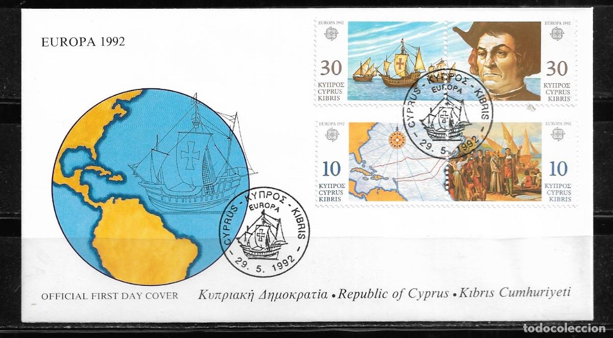 Sellos: CHIPRE 1992, SOBRE PRIMER D&Iacute;A EUROPA CEPT - FDC.
