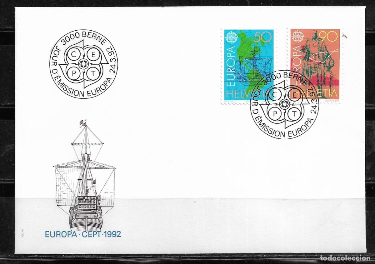 Sellos: SUIZA 1992, SOBRE PRIMER D&Iacute;A EUROPA CEPT - FDC.