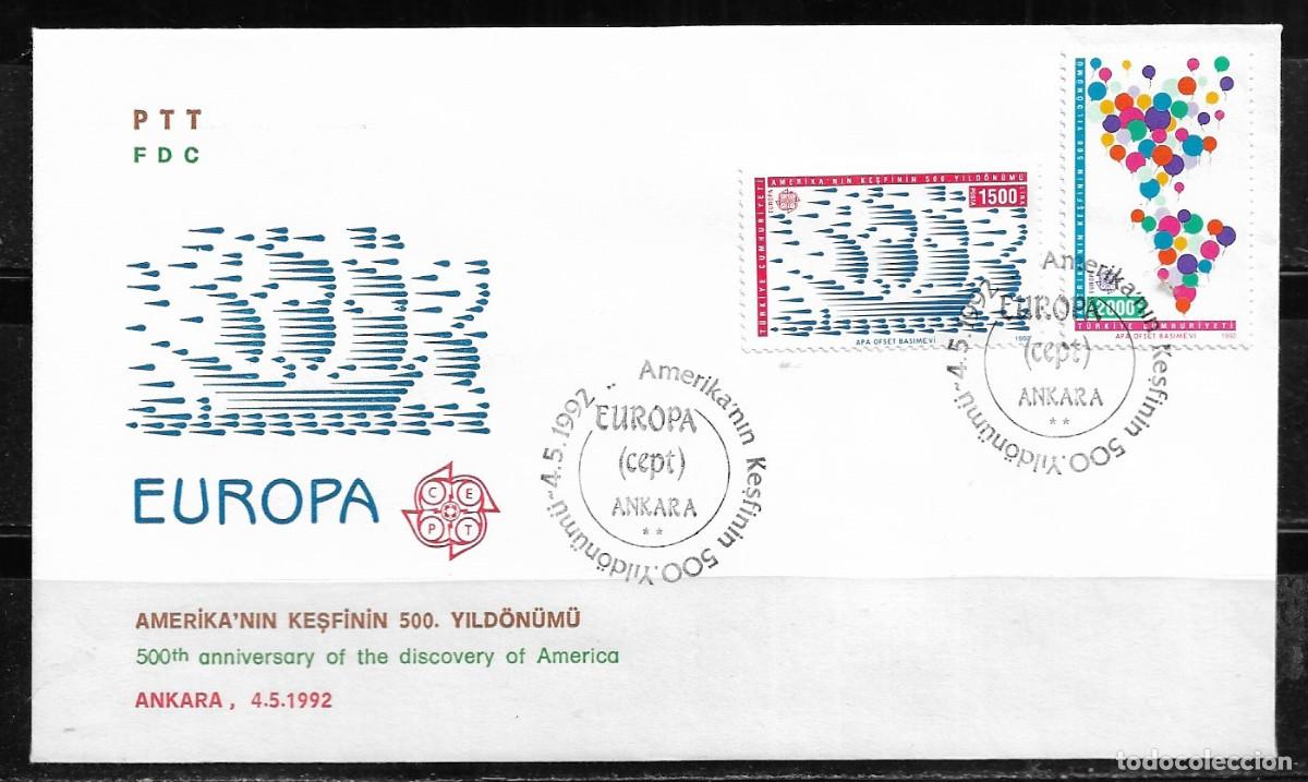 Sellos: TURQUIA 1992, SOBRE PRIMER D&Iacute;A EUROPA CEPT - FDC.