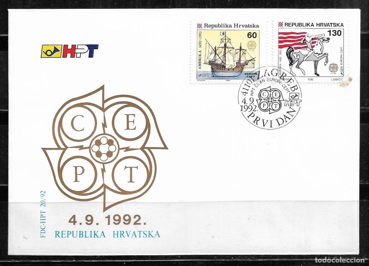 Sellos: CROACIA 1992, SOBRES PRIMER D&Iacute;A EUROPA CEPT - FDC.