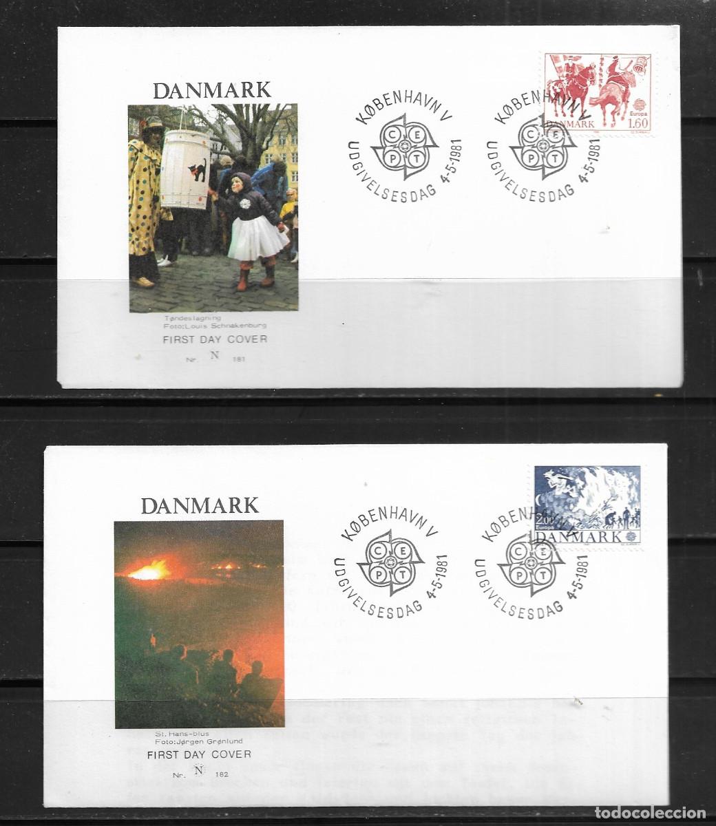 Sellos: DINAMARCA 1981, SOBRES PRIMER D&Iacute;A EUROPA CEPT - FDC.