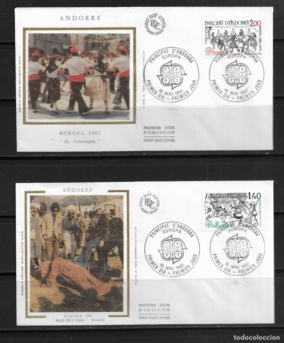 Sellos: ANDORRA FRANCESA 1981, SOBRES PRIMER D&Iacute;A EUROPA CEPT - FDC.