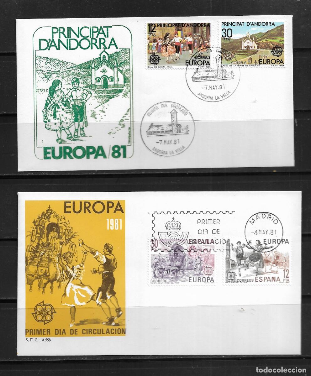 Sellos: ANDORRA ESPA&Ntilde;OLA 1981, SOBRES PRIMER D&Iacute;A EUROPA CEPT - FDC.