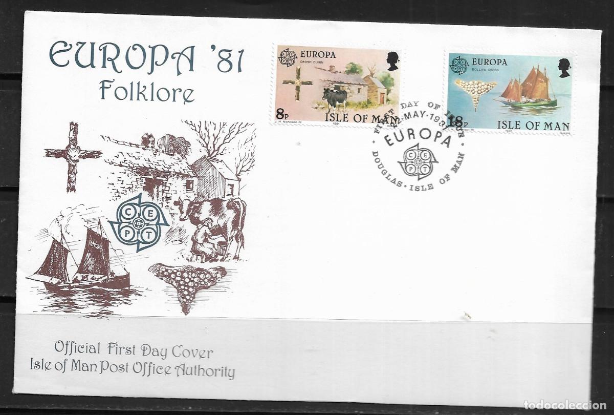 Sellos: ISLA DE MAN 1981, SOBRE PRIMER D&Iacute;A EUROPA CEPT - FDC.