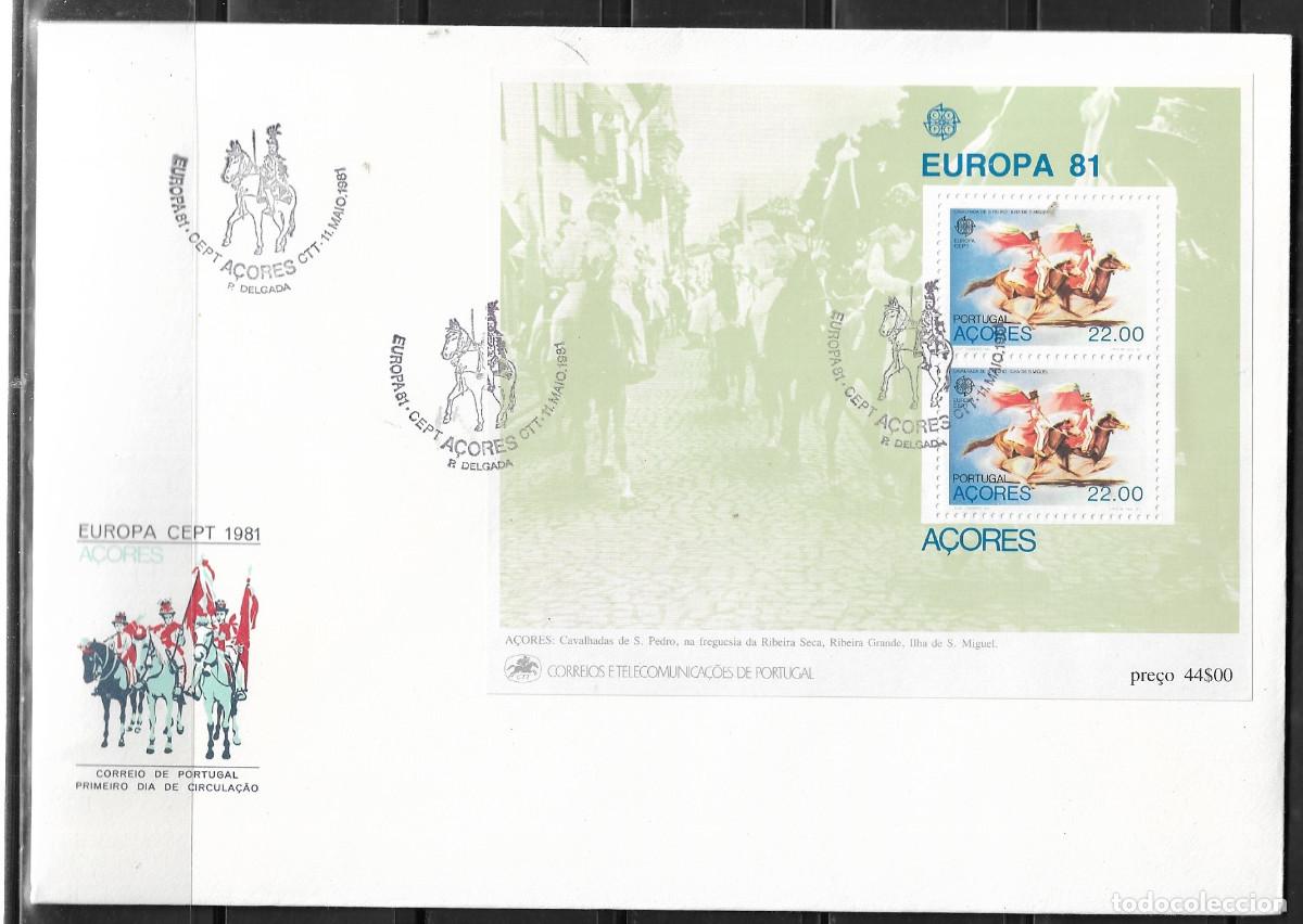 Sellos: AZORES 1981, SOBRE PRIMER D&Iacute;A EUROPA CEPT - PROCEDENTE DE LA HOJA BLOQUE - FDC.