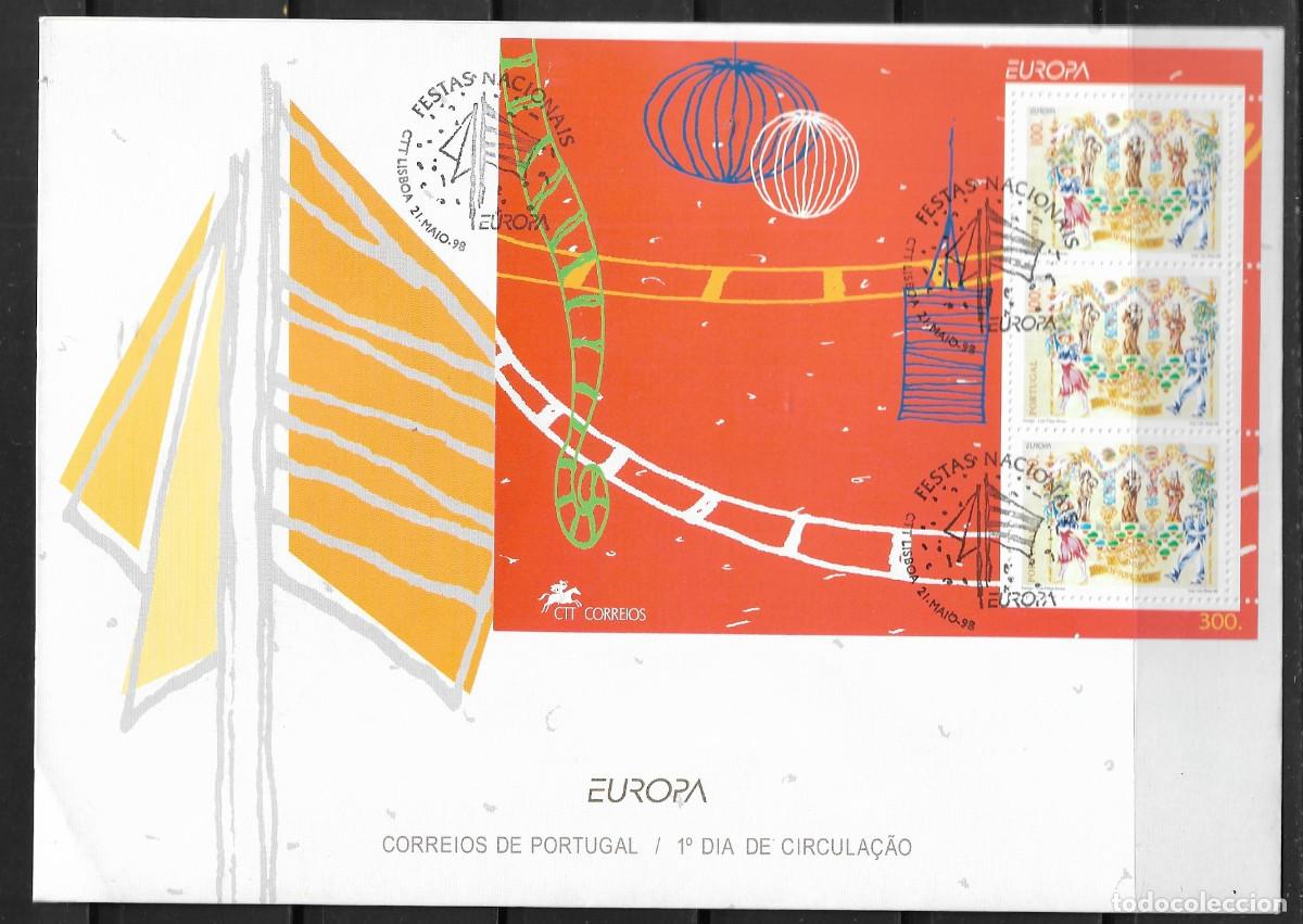 Sellos: PORTUGAL 1998, SOBRE PRIMER D&Iacute;A EUROPA CEPT - PROCEDENTE DE LA HOJA BLOQUE - FDC.