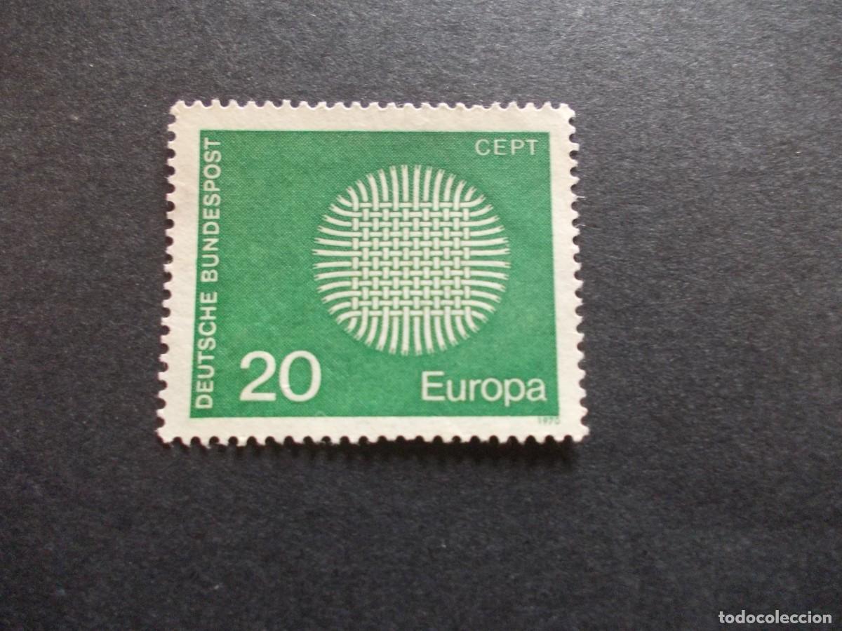 Francobolli: Sello Europa CEPT 20 verde Alemania dise&ntilde;o geom&eacute;trico filatelia 1975