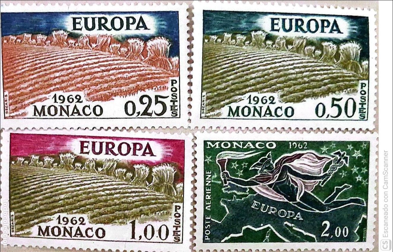 Sellos: M&oacute;naco. 571/73 + A 79 Europa-Cept: La cosecha. 1962. Sellos nuevos y numeraci&oacute;n Yvert.