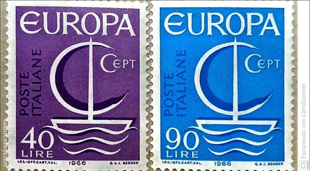 Sellos: Italia. 955/56 Europa-Cept: Barco. 1966. ﻿Sellos nuevos y numeraci&oacute;n Yvert.
