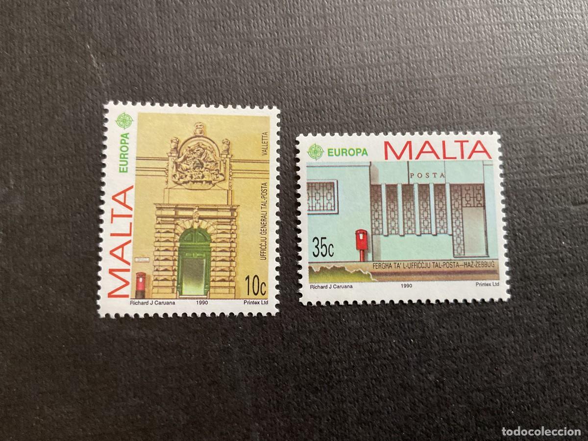 Sellos: MALTA N&ordm; YVERT 810/1*** A&Ntilde;O 1990. EUROPA. EDIFICIOS POSTALES - Foto 1