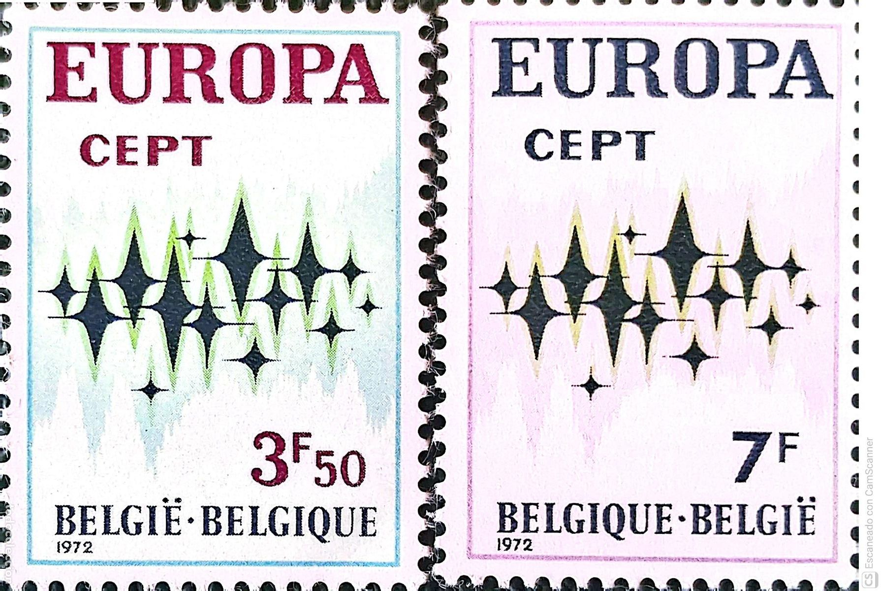 Sellos: B&eacute;lgica. 1623/24 Europa-Cept. 1972. ﻿Sellos nuevos y numeraci&oacute;n Yvert.