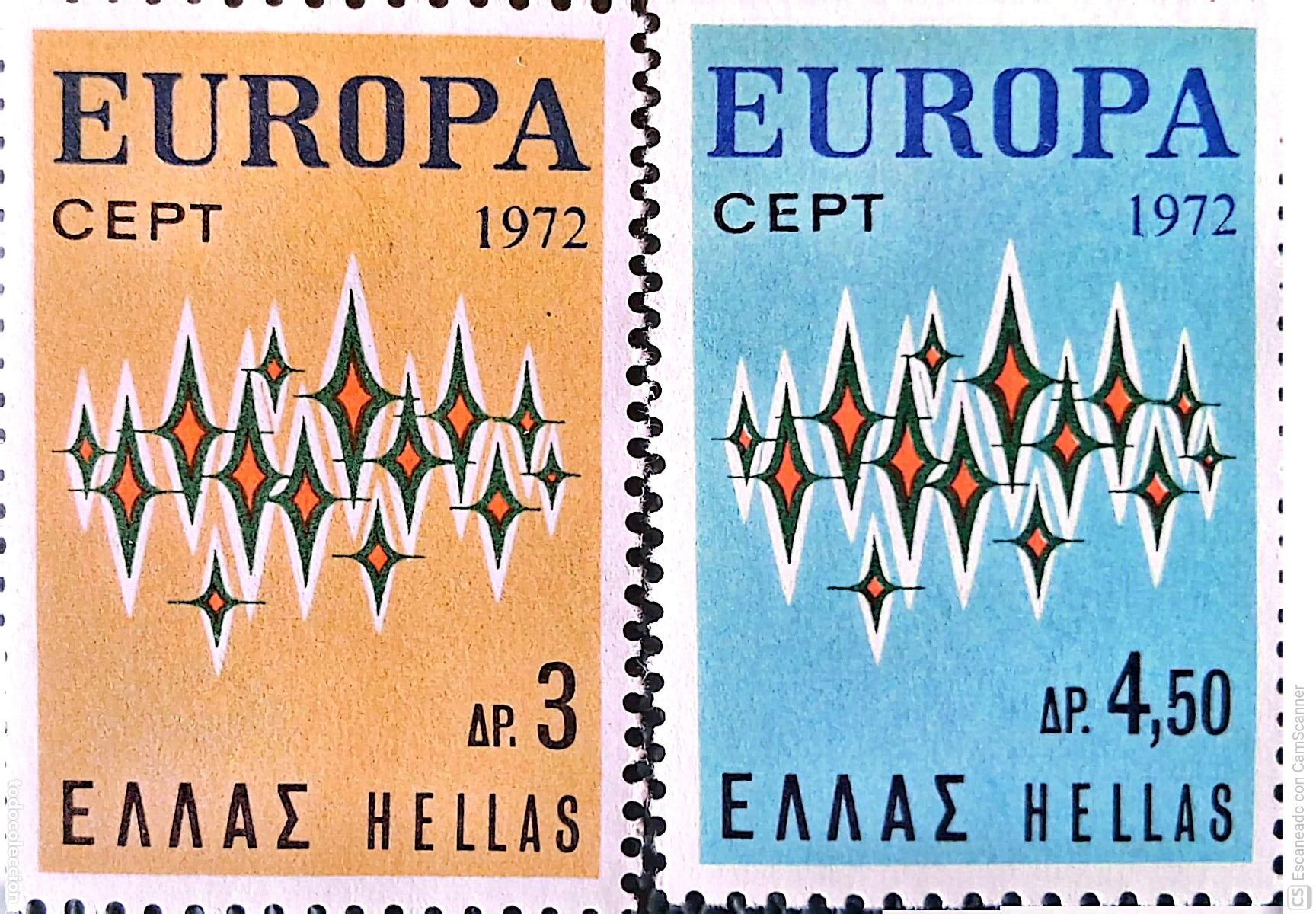 Sellos: Grecia. 1084/85 Europa-Cept. 1972. ﻿Sellos nuevos y numeraci&oacute;n Yvert.