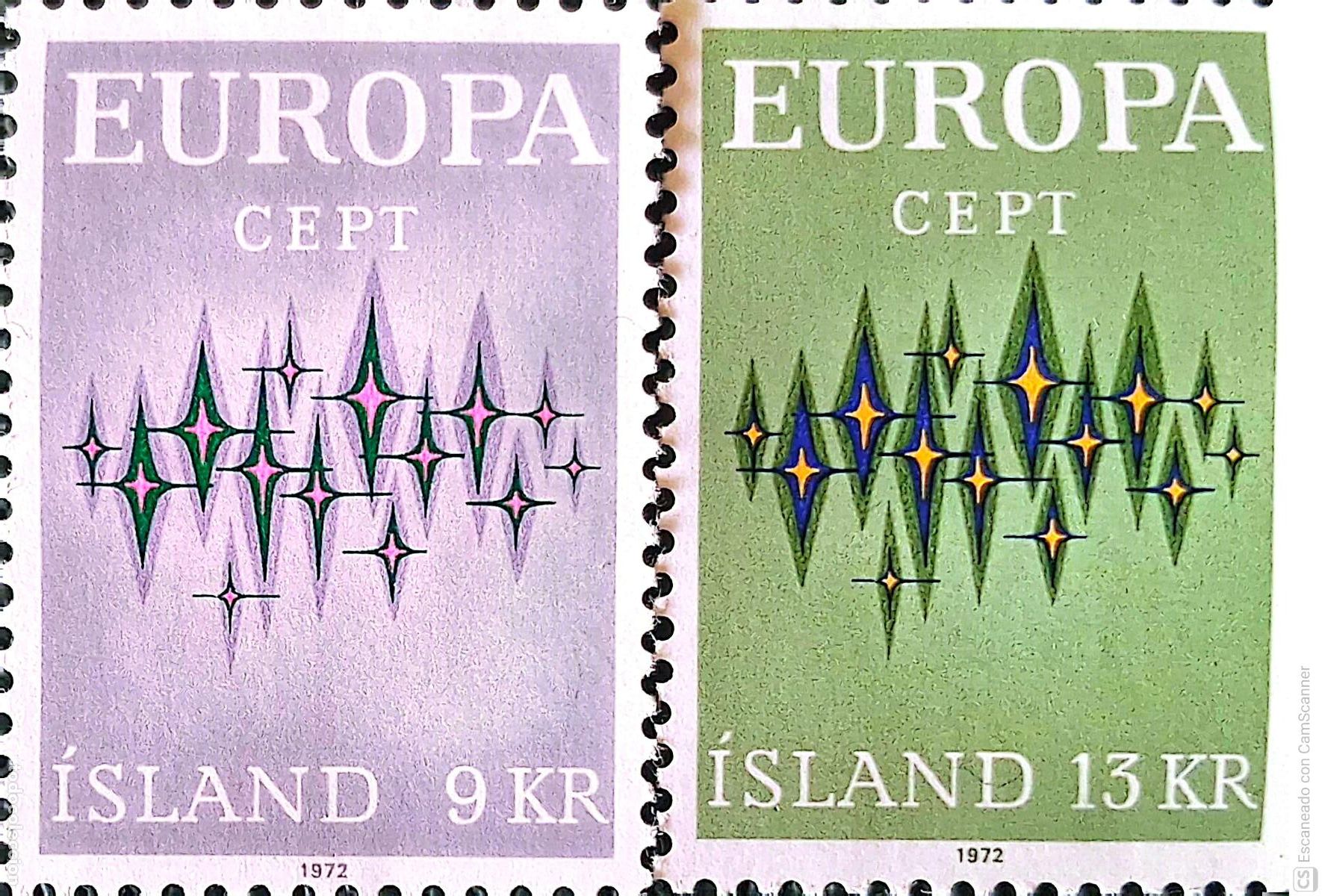 Sellos: Islandia. 414/15 Europa-Cept. 1972. ﻿Sellos nuevos y numeraci&oacute;n Yvert.
