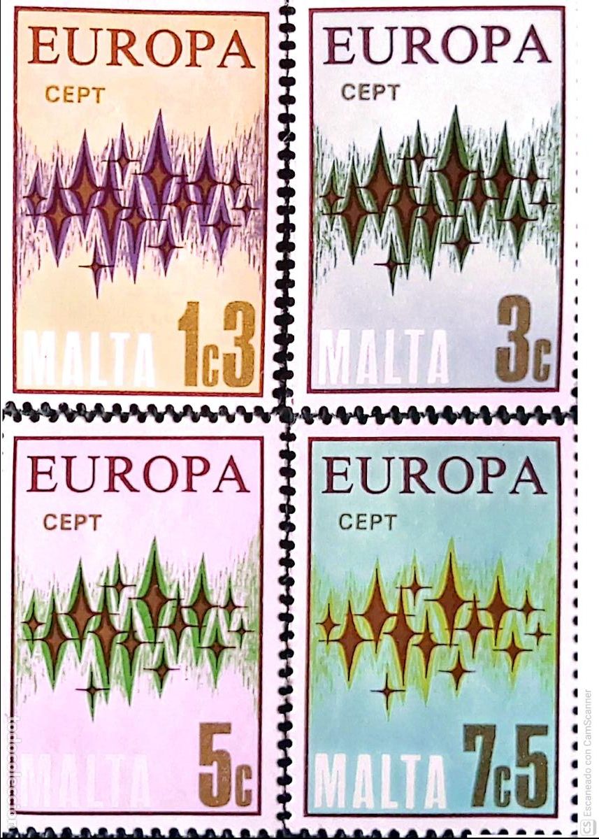 Sellos: Malta. 452/55 Europa-Cept. 1972. ﻿Sellos nuevos y numeraci&oacute;n Yvert.