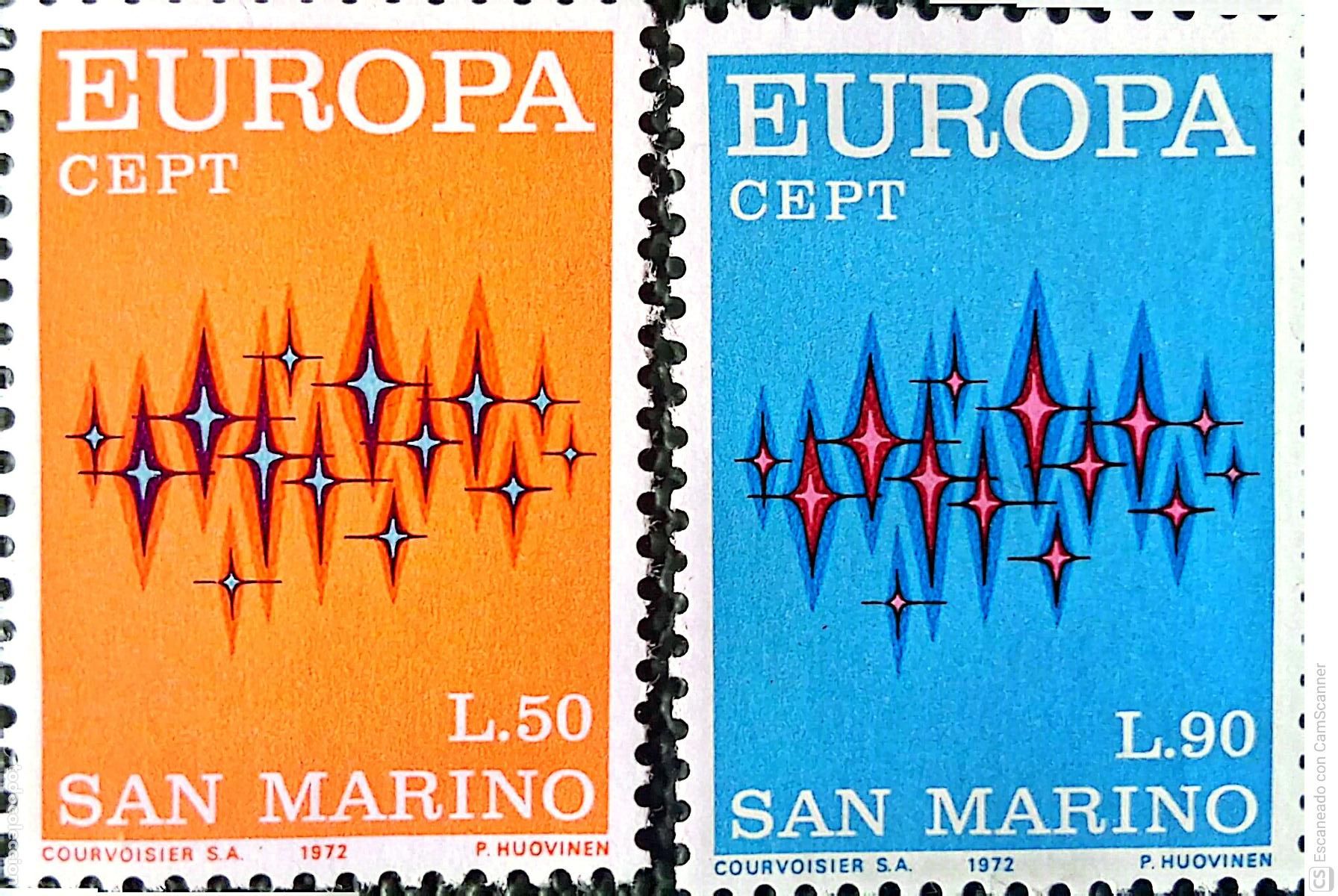 Sellos: San Marino. 808/09 Europa-Cept. 1972. ﻿Sellos nuevos y numeraci&oacute;n Yvert.