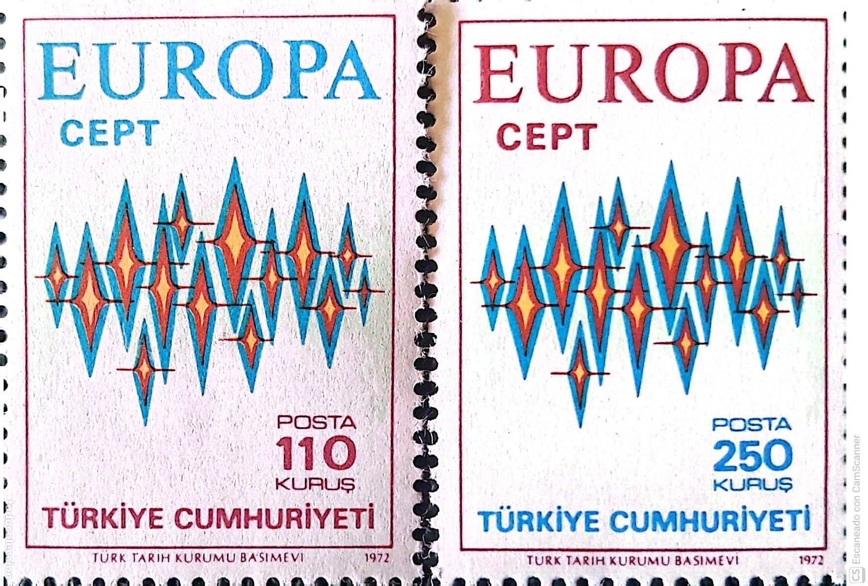 Sellos: Turqu&iacute;a. 2024/25 Europa-Cept. 1972. ﻿Sellos nuevos y numeraci&oacute;n Yvert.