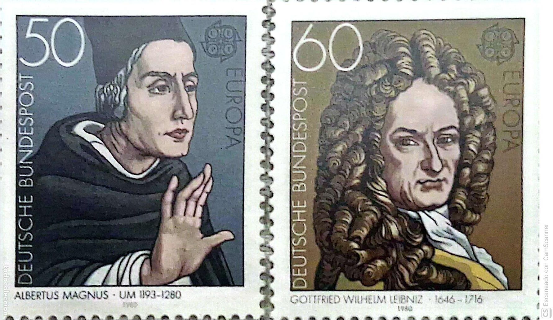 Sellos: Alemania Federal. 893/94 Europa-Cept: Leibniz-Alberto Magno. 1980. ﻿Sellos nuevos y numeraci&oacute;n Yve