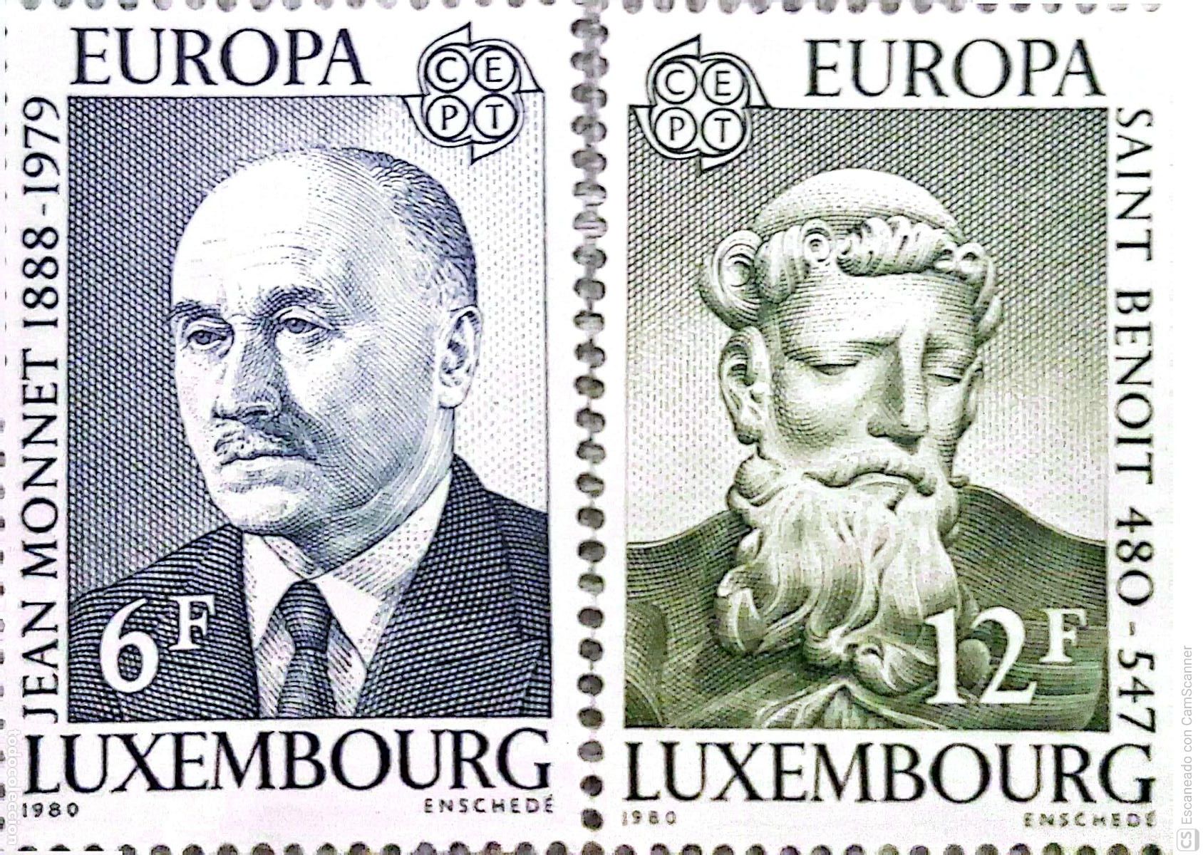 Sellos: Luxemburgo. 959/60 Europa-Cept: Jean Monet y San Benito de Nursia. 1980. Sellos nuevos y numeraci&oacute;