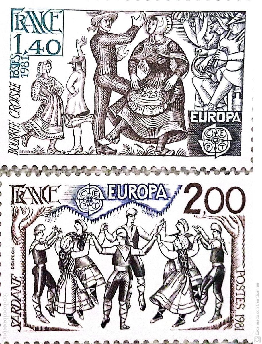 Sellos: Francia. 2138/39 Europa-Cept: Folklore. 1981. Sellos nuevos y numeraci&oacute;n Yvert.