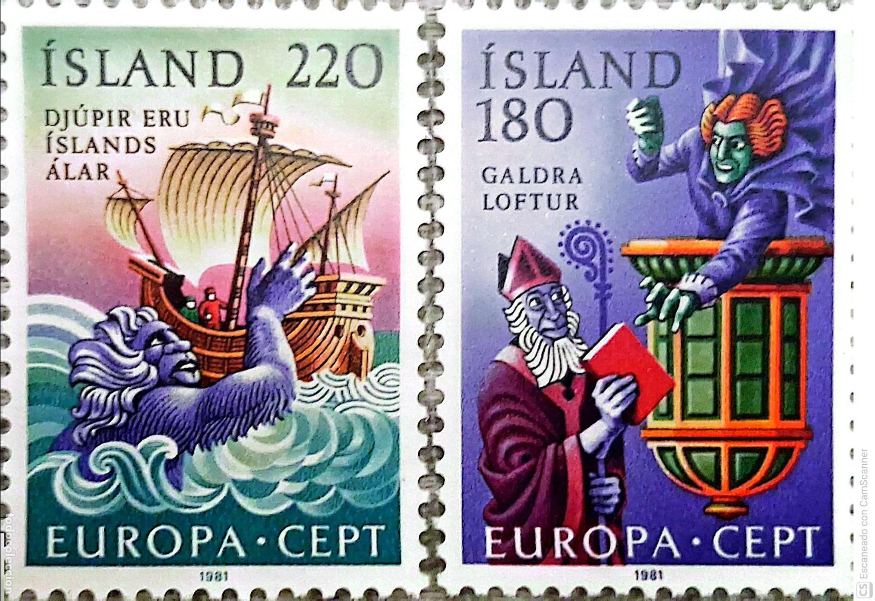Sellos: Islandia. 518/19 Europa-Cept: Folklore. 1981. Sellos nuevos y numeraci&oacute;n Yvert.