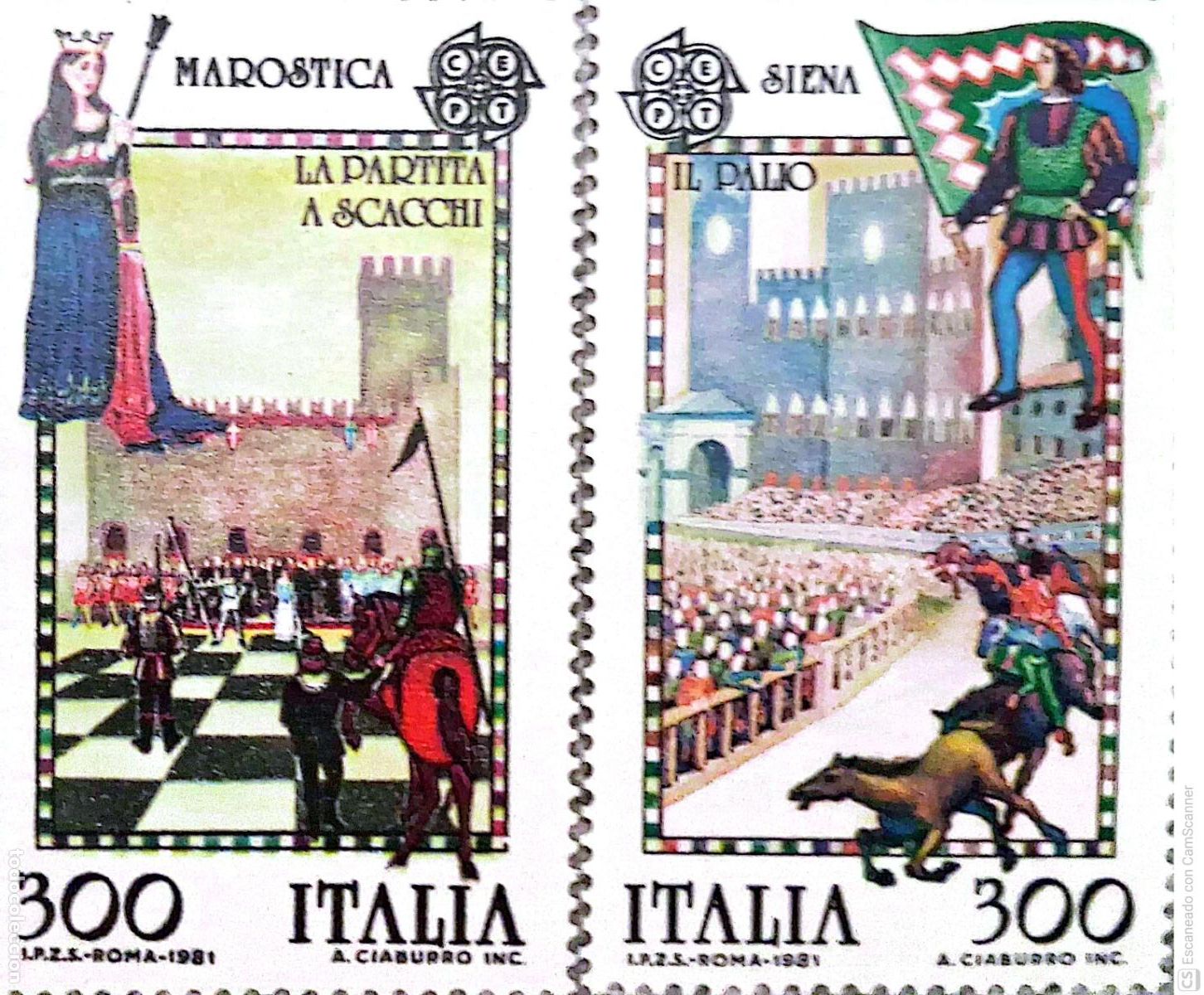 Sellos: Italia. 1480/81 Europa-Cept: Folklore. 1981. Sellos nuevos y numeraci&oacute;n Yvert.