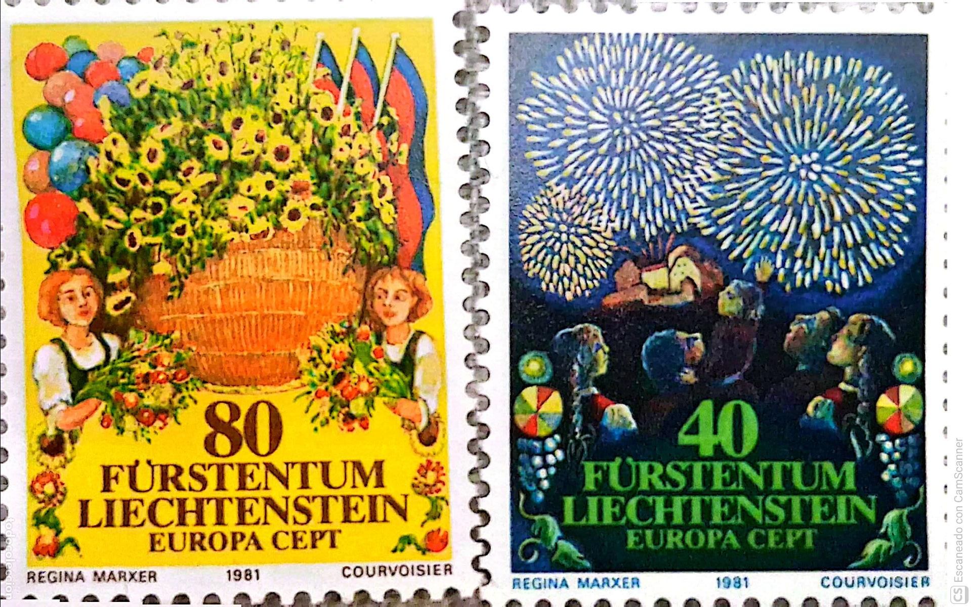 Sellos: Liechtenstein. 705/06 Europa-Cept: Folklore. 1981. Sellos nuevos y numeraci&oacute;n Yvert.