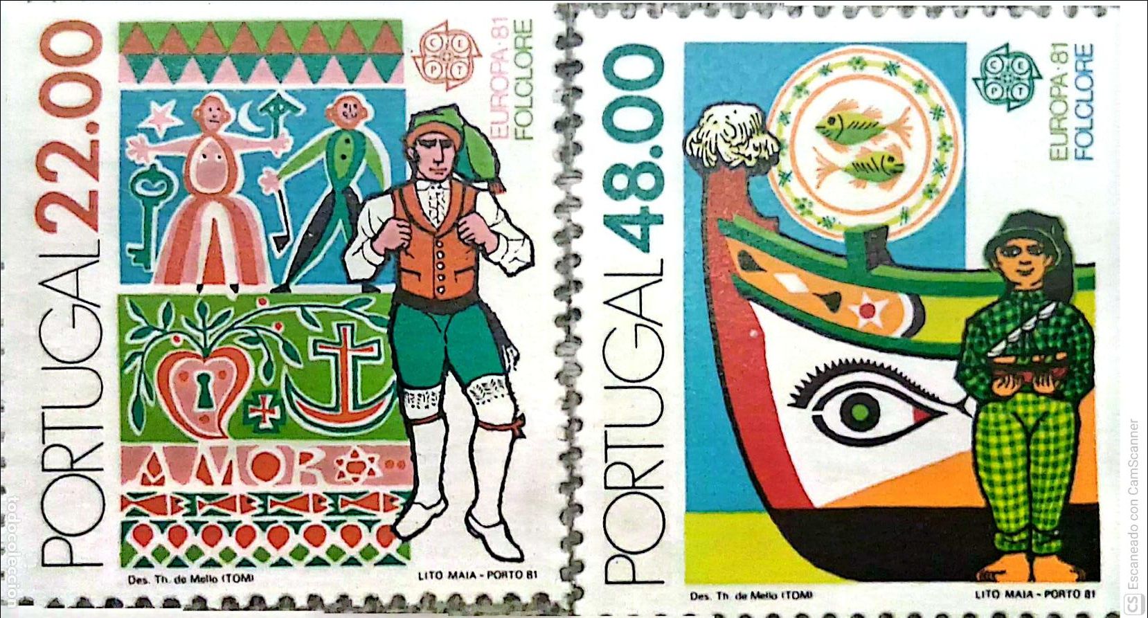 Sellos: Portugal. 1509/10 Europa-Cept: Folklore. 1981. Sellos nuevos y numeraci&oacute;n Yvert.