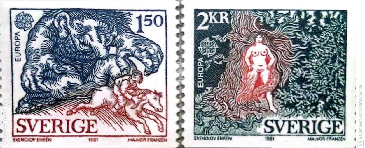 Sellos: Suecia. 1123/24 Europa-Cept: Folklore. 1981. Sellos nuevos y numeraci&oacute;n Yvert.