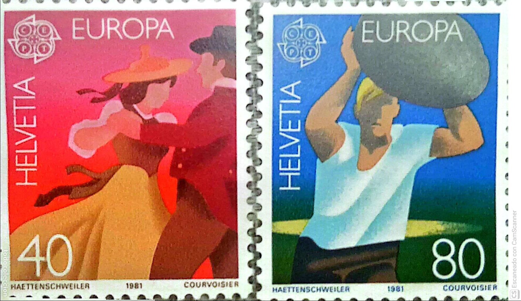 Sellos: Suiza. 1126/27 Europa-Cept: Folklore. 1981. Sellos nuevos y numeraci&oacute;n Yvert.